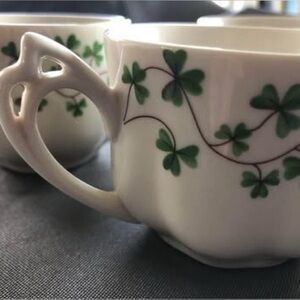 Shamrock Porcelain China Teacups (set of 4)